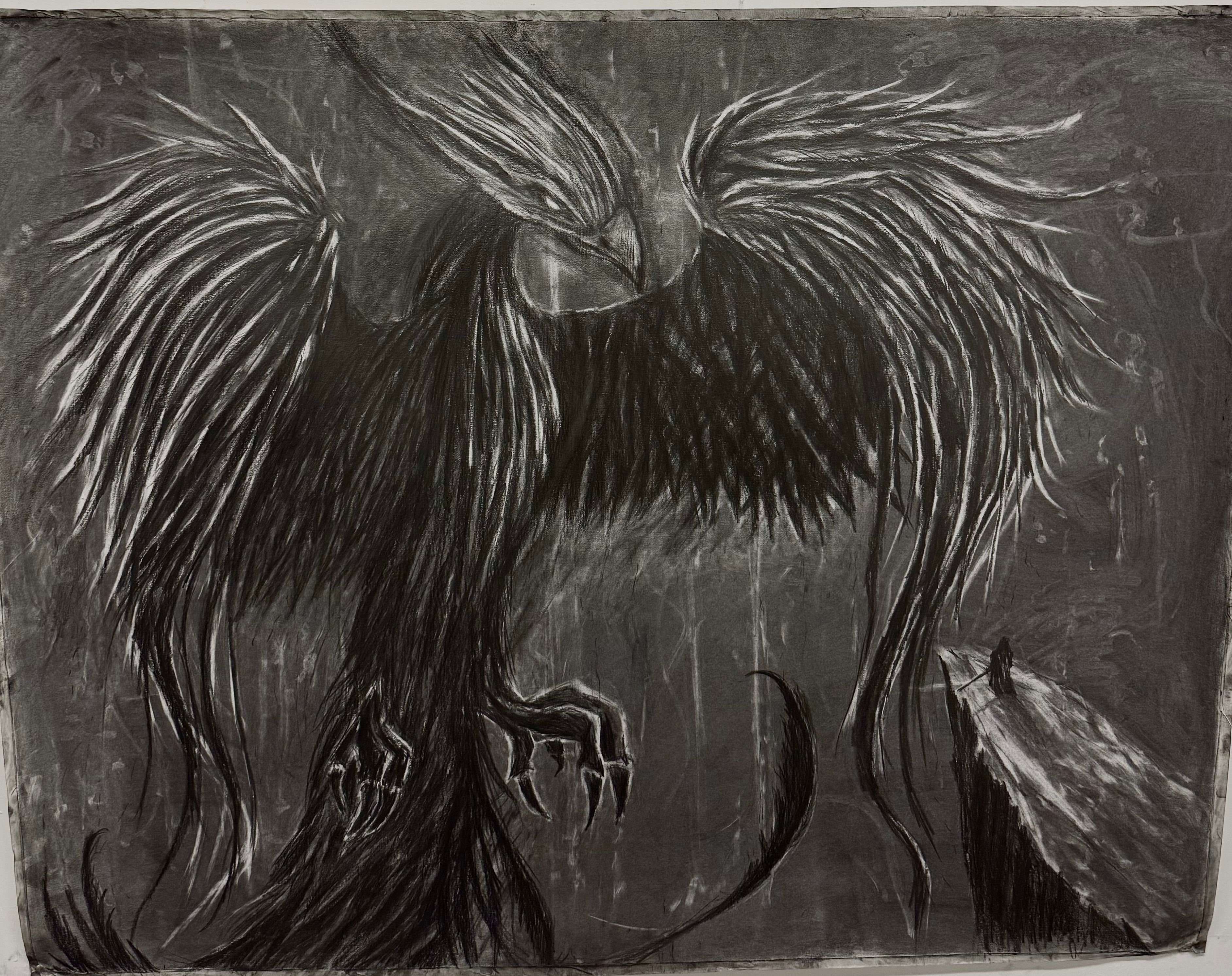 “Triumph Over Darkness”, 48 x60”, graphite on paper, Lauren Chavez, 2026